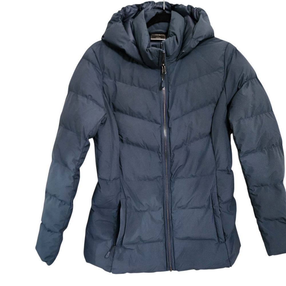 32 Degrees Heat Winter Puffer Jacket Coat S Blue Green Hooded Full Front Zip